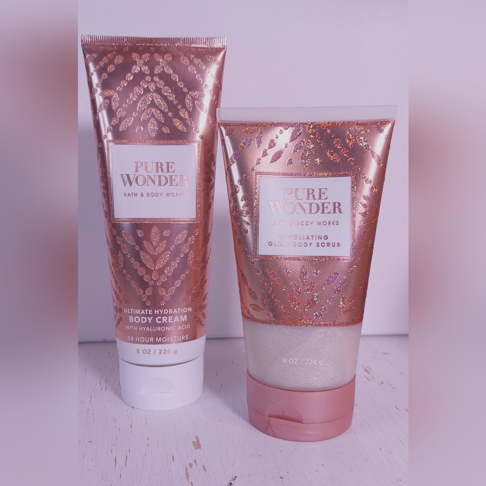 Bath and Body Works Pure Wonder Set Body Cream & Exfoliating Glow Body Scrub